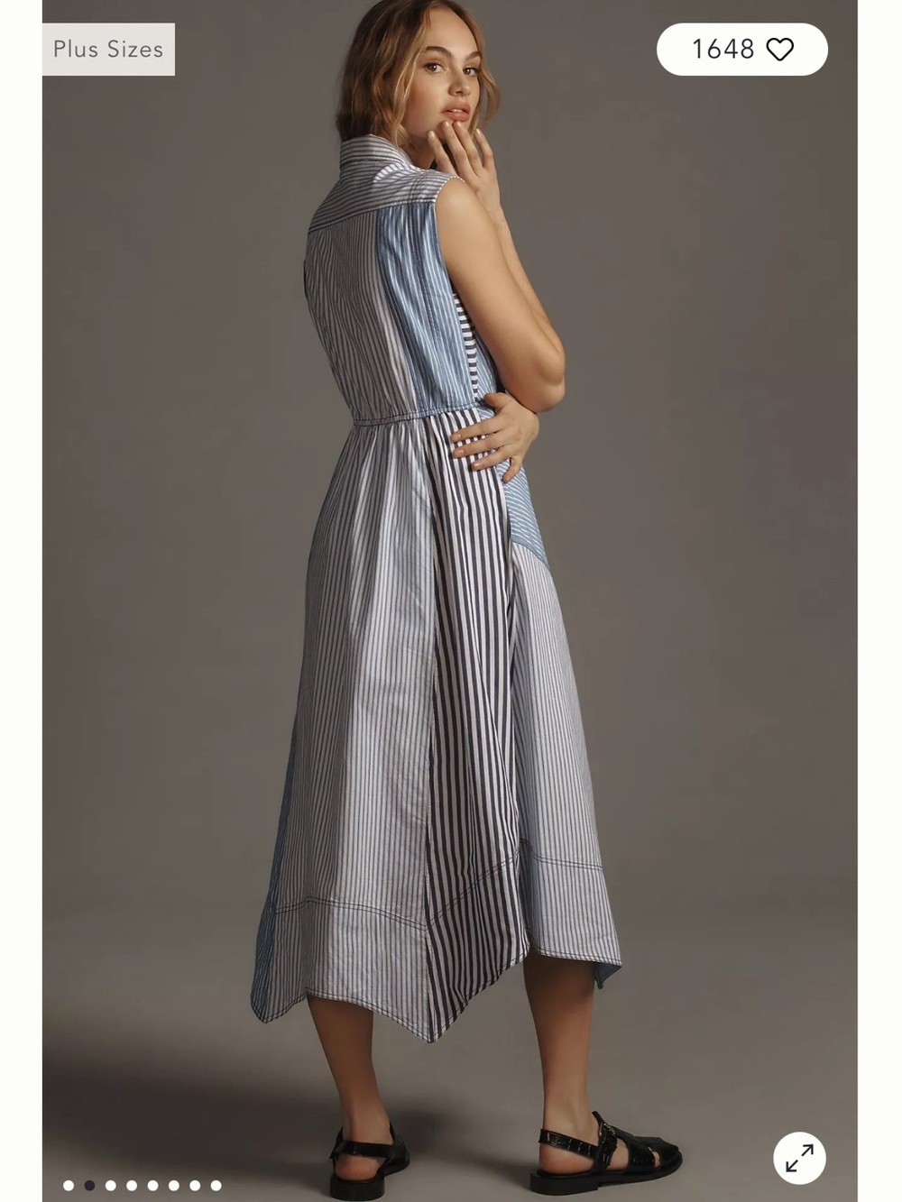 Anthropologie Pilcro Asymmetrical Button-Front Wrap Shirt Dress blue white XS - Picture 2 of 14